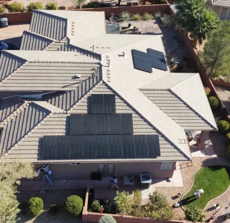 Stout roofing solar panel installation on st george home.