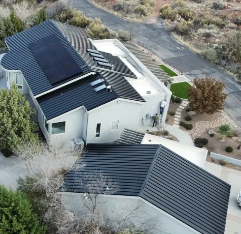 Solar panels installed by stout roofing in springdale utah.