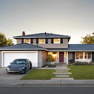 Home with tesla solar roof.